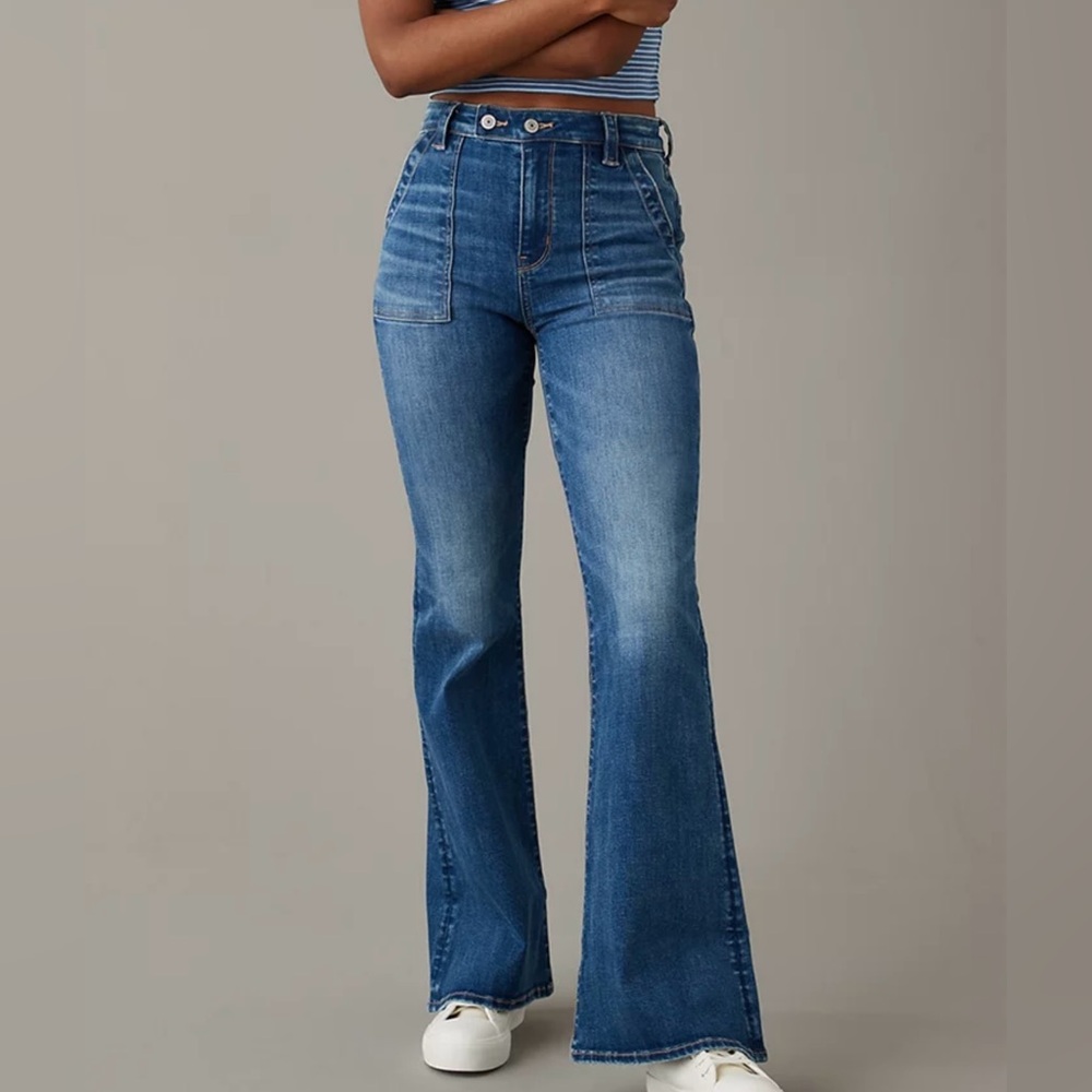 American Eagle Next Level Super High-Waisted Flare Jean (16 Short)